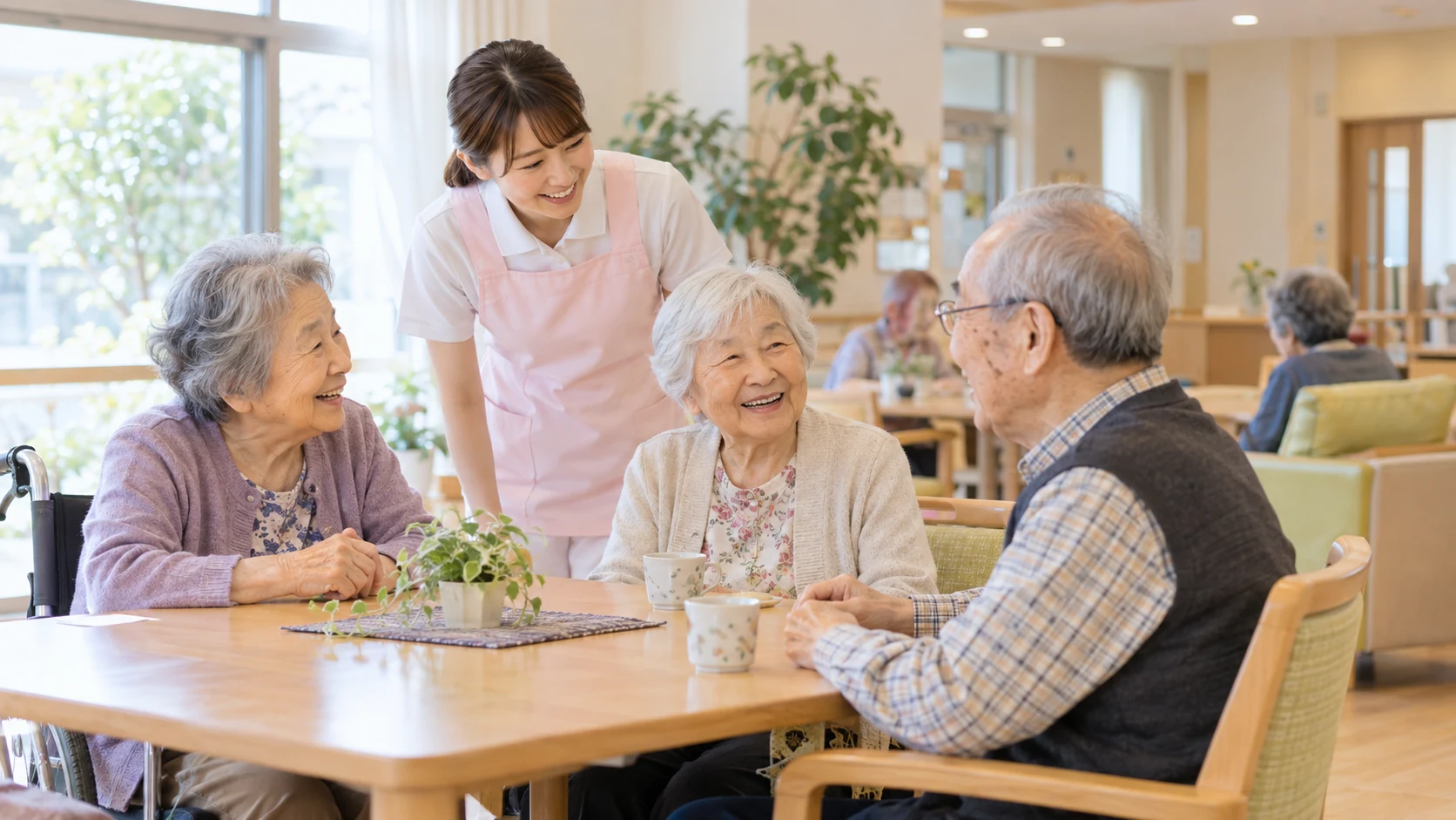 入居者とスタッフが交流する様子