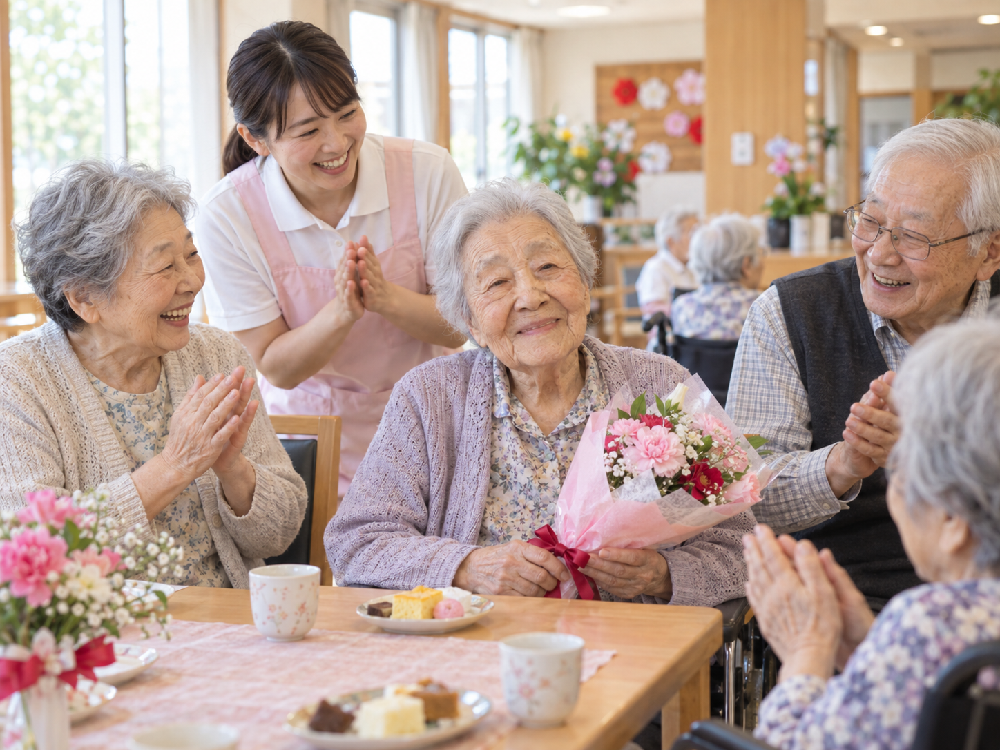 敬老会の記念写真