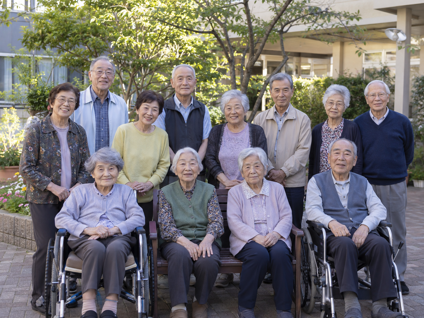 花澄の杜で暮らす入居者の皆さまとスタッフ